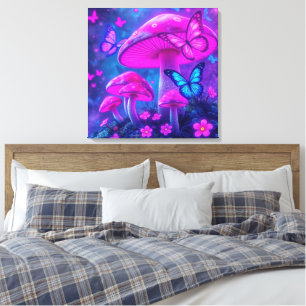 Butterflies, Flowers and Mushrooms- Canvas Print