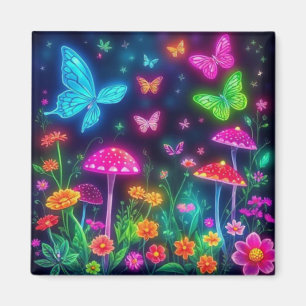 Butterflies Flowers and Mushrooms-Fairycore Magnet