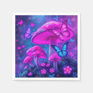 Butterflies, Flowers and Mushrooms- Napkin