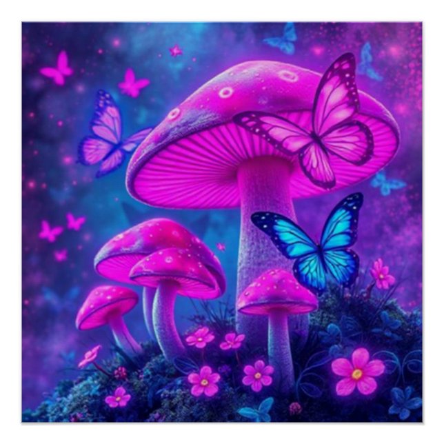 Butterflies, Flowers and Mushrooms- Poster (Front)