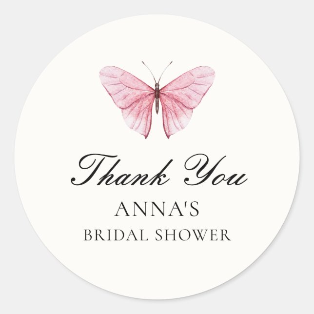 Butterflies Flowers Bridal Shower  Classic Round Sticker (Front)