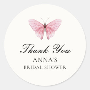Butterflies Flowers Bridal Shower  Classic Round Sticker