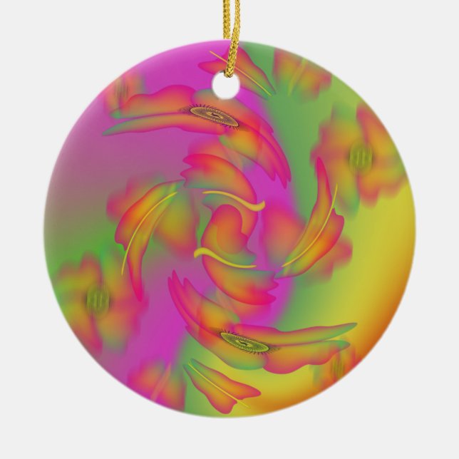 Butterflies & Flowers Ceramic Tree Decoration (Front)