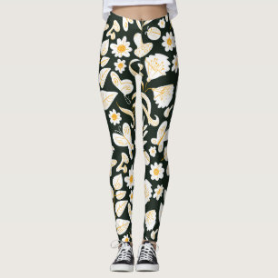 Butterflies & Flowers: Doodle Summer Pattern. Leggings