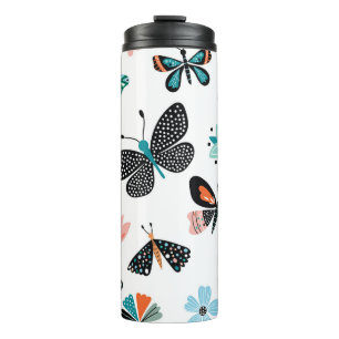 Butterflies Flowers: Hand Drawn Collection Thermal Tumbler