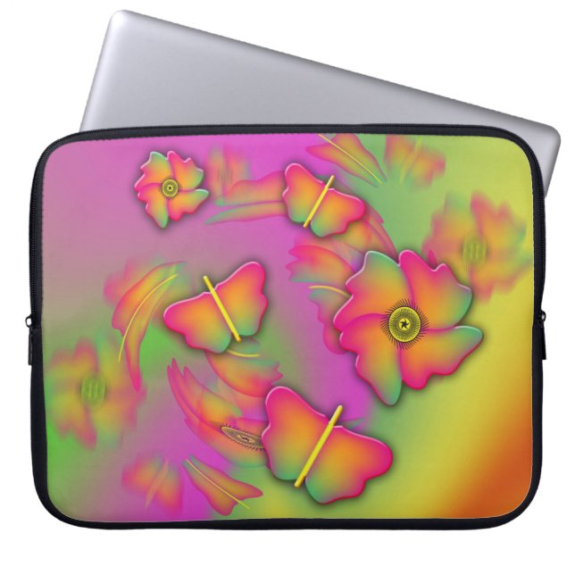 Butterflies & Flowers Laptop Sleeve (Front)