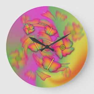 Butterflies & Flowers Large Clock