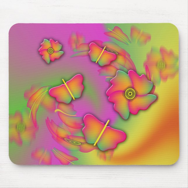 Butterflies & Flowers Mouse Mat (Front)