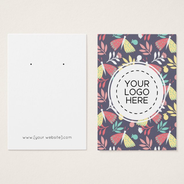 Butterflies Flowers Pattern Earring Display Card (Front & Back)