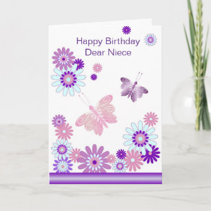Butterflies Flowers Personalised Niece Birthday Card