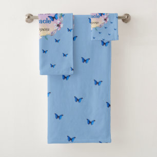 Butterflies & Flowers Positive Mindset Quote  Bath Towel Set