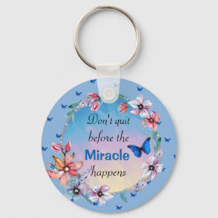 Butterflies & Flowers Positive Mindset Quote Key Ring