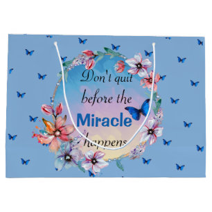 Butterflies & Flowers Positive Mindset Quote  Large Gift Bag