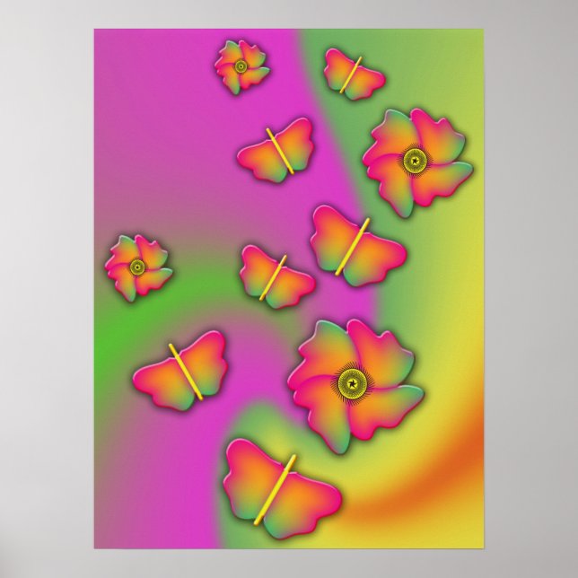 Butterflies & Flowers Poster (Front)