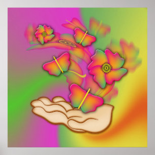 Butterflies & Flowers Poster