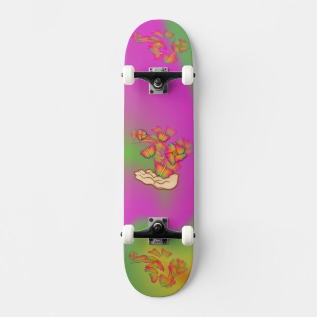 Butterflies & Flowers Skateboard (Front)