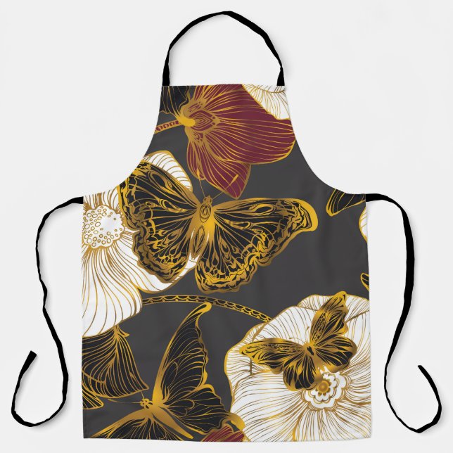 Butterflies & Flowers: Spring Boho Pattern Apron (Front)