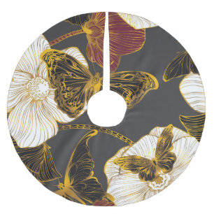 Butterflies & Flowers: Spring Boho Pattern Brushed Polyester Tree Skirt