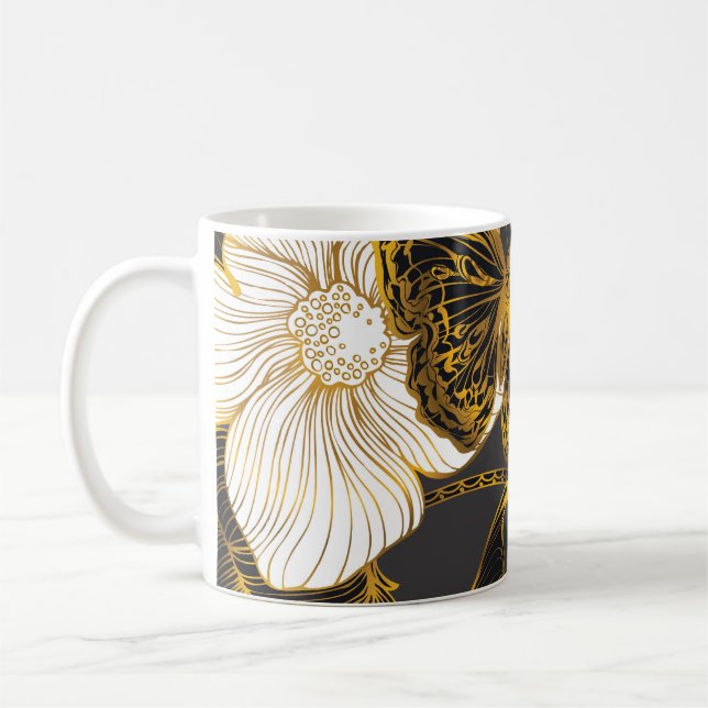 Butterflies & Flowers: Spring Boho Pattern Coffee Mug (Left)