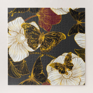 Butterflies & Flowers: Spring Boho Pattern Jigsaw Puzzle