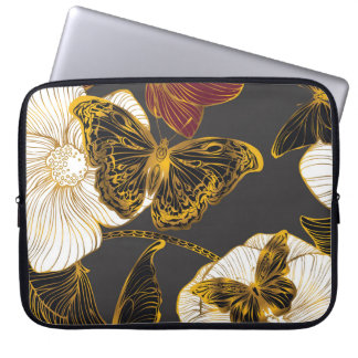 Butterflies & Flowers: Spring Boho Pattern Laptop Sleeve