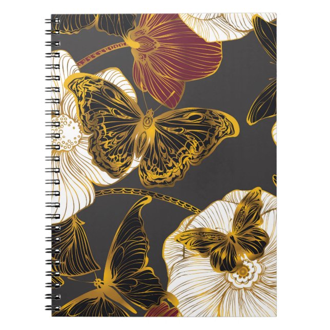 Butterflies & Flowers: Spring Boho Pattern Notebook (Front)