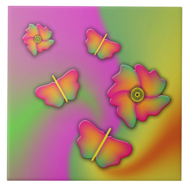 Butterflies & Flowers Tile (Front)