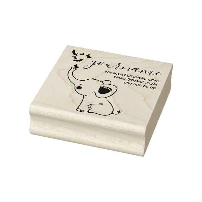 Butterflies Flying From the Nose of a Elephant Rubber Stamp (Stamp)