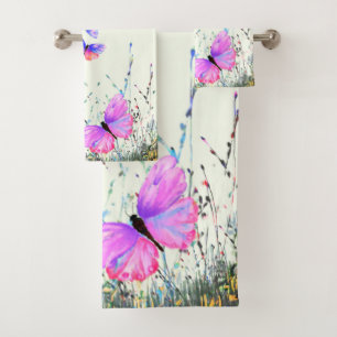 Butterflies Flying in Nature Bath Towels Spring