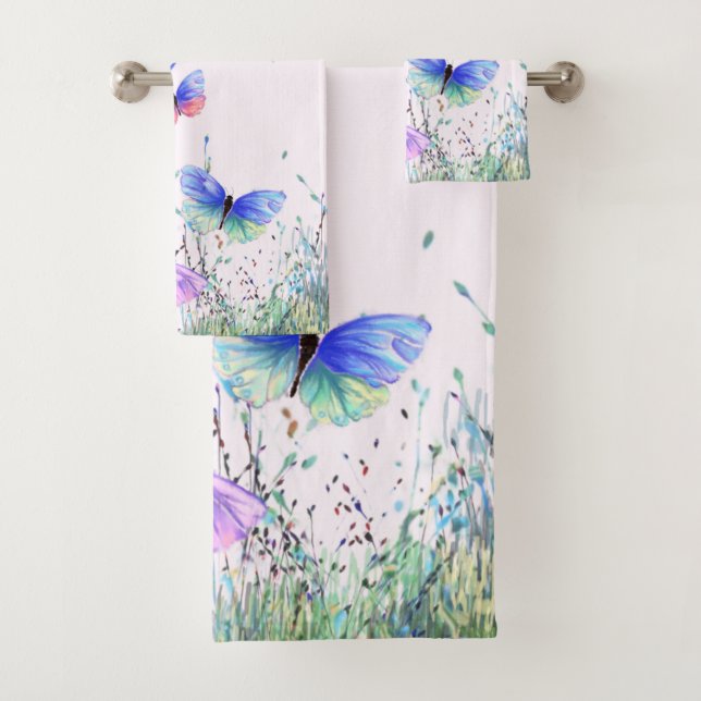 Butterflies Flying in Nature Bath Towels Spring (Insitu)
