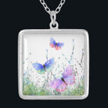 Butterflies Flying in Nature Necklace Gift<br><div class="desc">Necklace with Spring Joy Colourful Butterflies Flying in Nature Watercolor Painting Butterfly and Flowers Necklaces - Choose / Add Your Favourite Text / Colour - Make Your Unique Necklaces Gift - Resize and move or remove and add elements with customisation tool ! - Drawing and Design by MIGNED. You can...</div>
