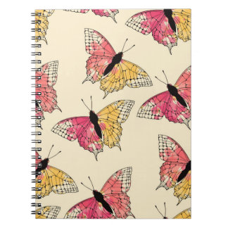 Butterflies flying: seamless ivory pattern notebook