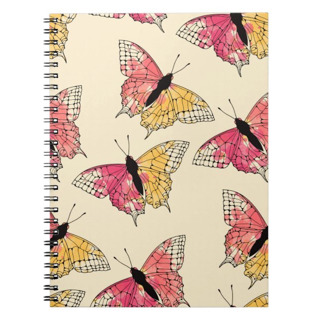 Butterflies flying: seamless ivory pattern notebook (Front)