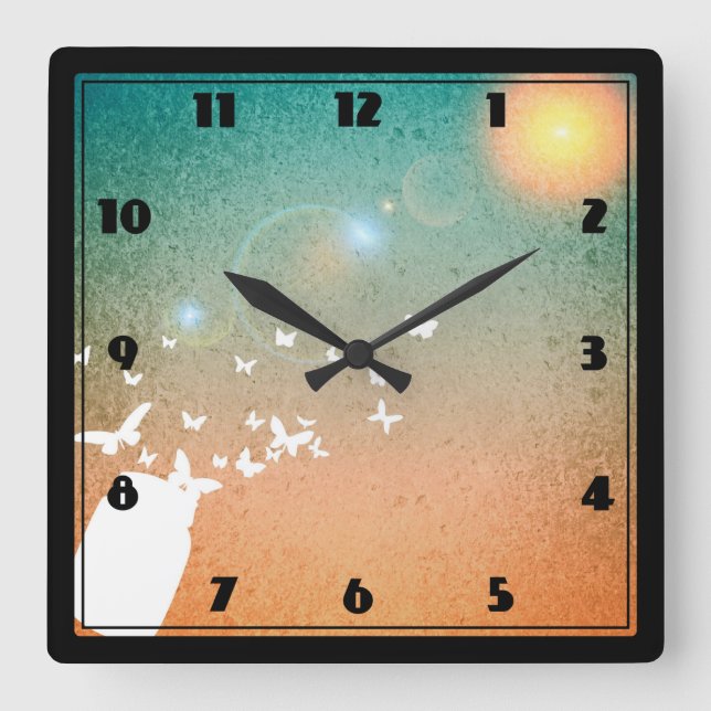 Butterflies Flying Towards the Sun Square Wall Clock (Front)