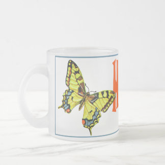 Butterflies Frosted Glass Coffee Mug