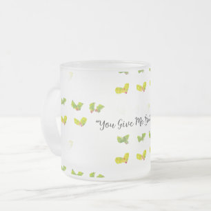 Butterflies Frosted Glass Coffee Mug