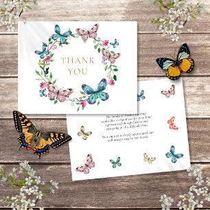 Butterflies Funeral Celebration Of Life Thank You Card