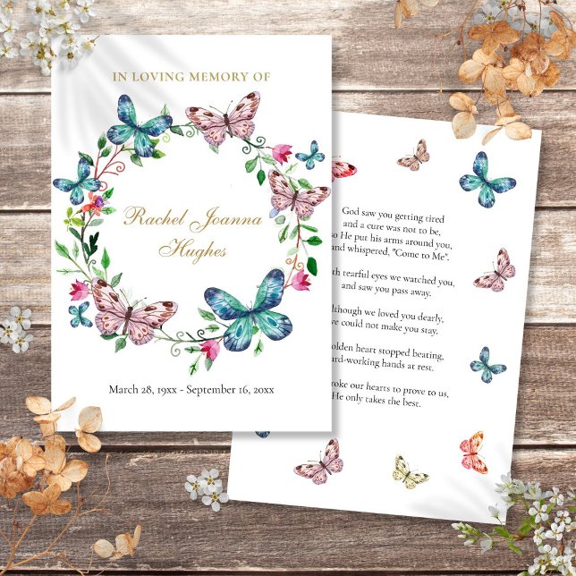 Butterflies Funeral Memorial Prayer Poem Card (Butterflies Funeral Memorial Prayer Poem Card)