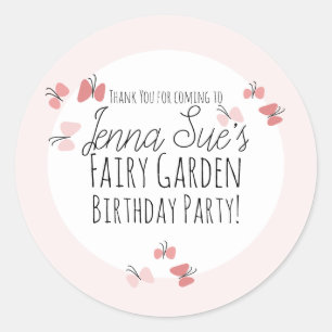 Butterflies Garden Birthday Pink    Classic Round Sticker