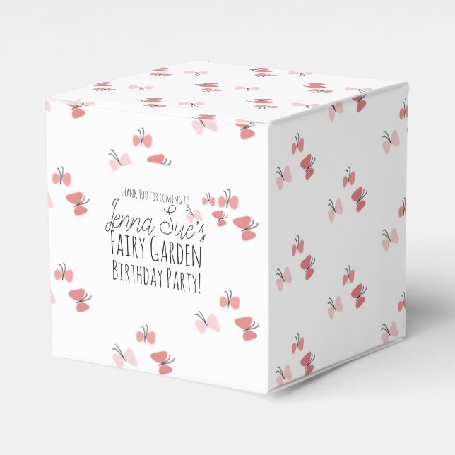 Butterflies Garden Birthday Pink   Favour Box (Front Side)