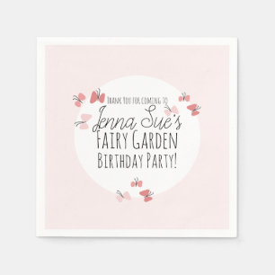 Butterflies Garden Birthday Pink Napkin