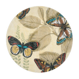 Butterflies Gliding Over Leaves Cutting Board