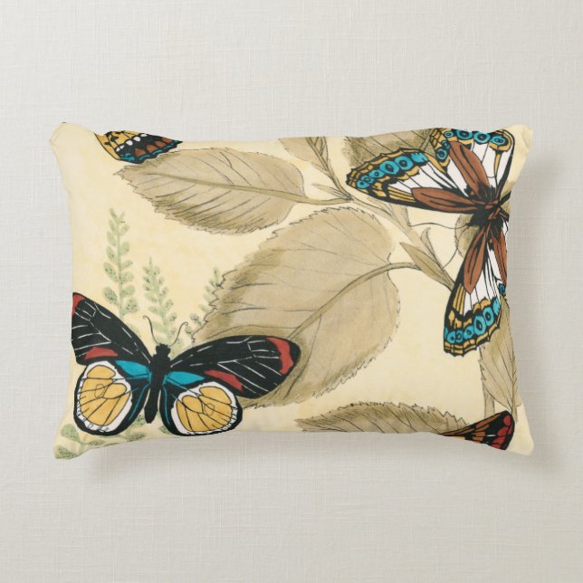 Butterflies Gliding Over Leaves Decorative Cushion (Front)