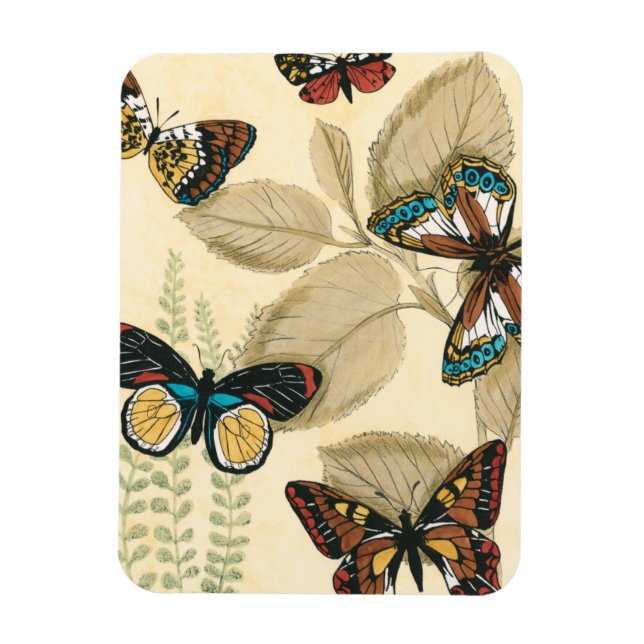 Butterflies Gliding Over Leaves Magnet (Vertical)