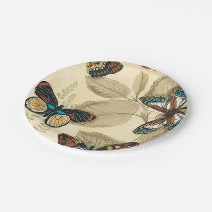 Butterflies Gliding Over Leaves Paper Plate