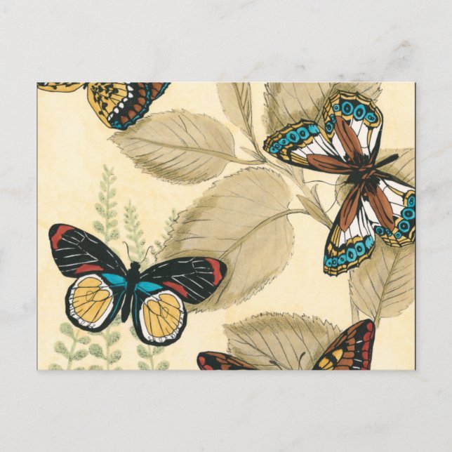 Butterflies Gliding Over Leaves Postcard (Front)