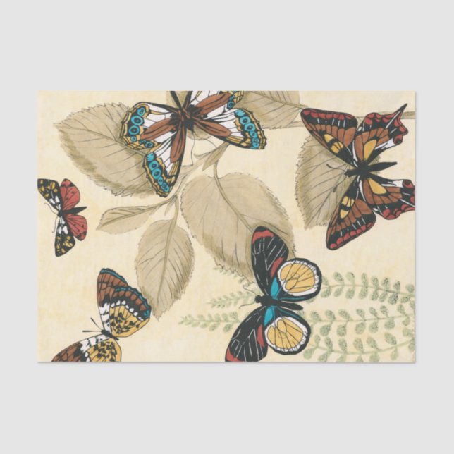 Butterflies Gliding Over Leaves Tissue Paper (Front)