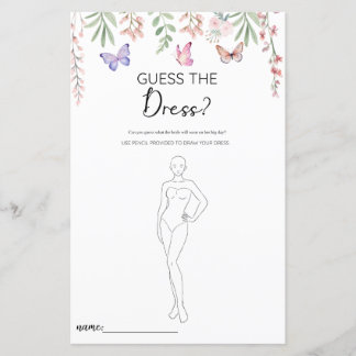Butterflies Guess the Dress Bridal Shower Game