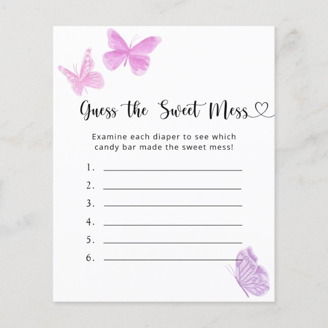 Butterflies - Guess the Sweet Mess game  (Front)