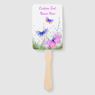 Butterflies Hand Fan with Custom Text Name